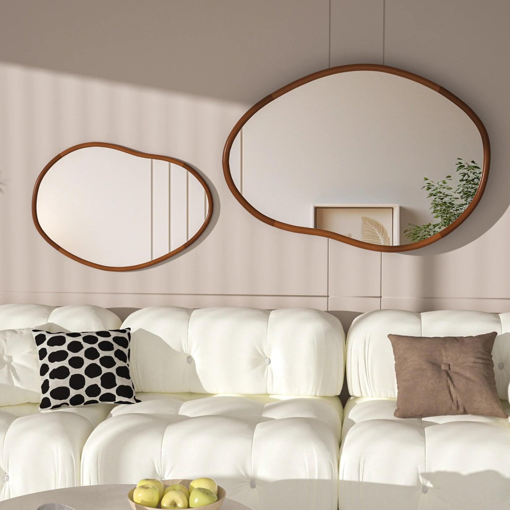 32x22 Inch Asymmetrical Full Length Wall Mirror | Wood Frame