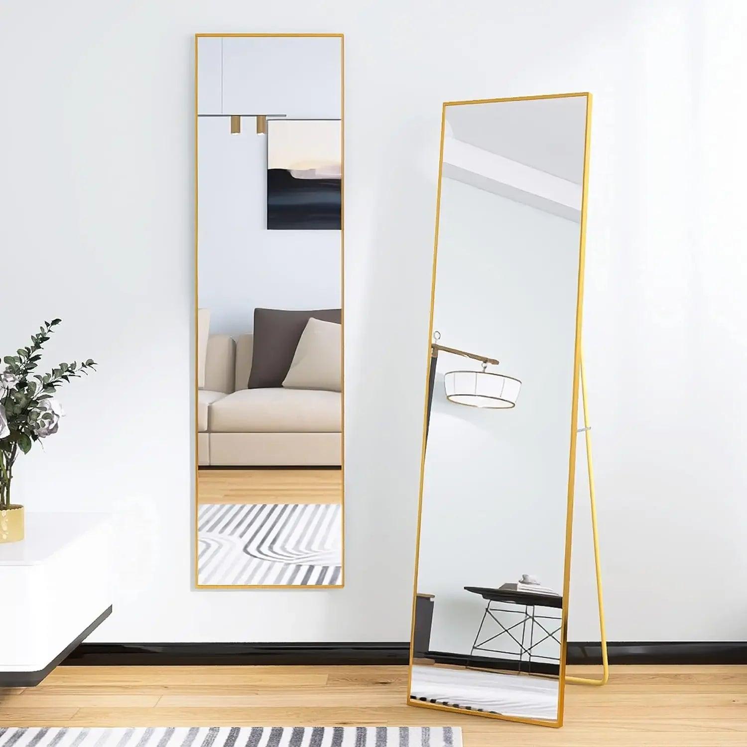 8-Inch Full Length Mirror | Modern Aluminum Frame for Bedrooms