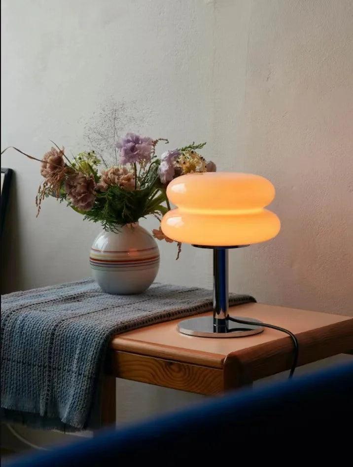 Italian Designer Table Lamp | Glass Egg Tart Bedside Night Light