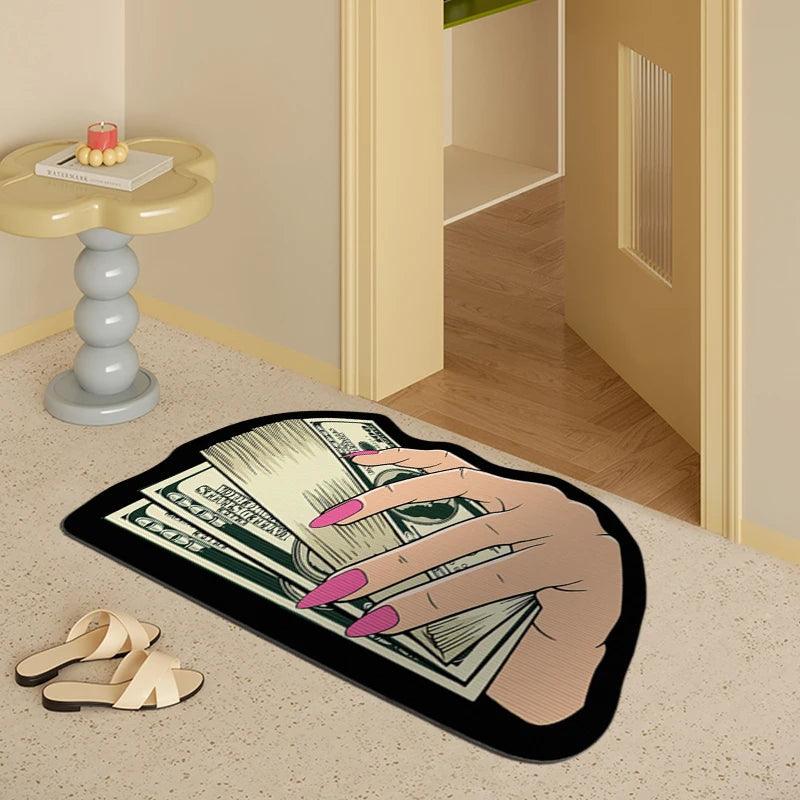 Money-Shaped Washable Area Rug | Fun Dollar Floor Mat