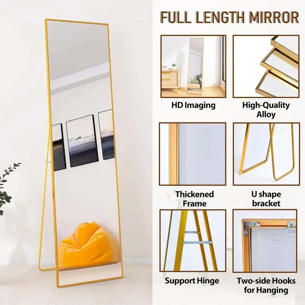 8-Inch Full Length Mirror | Modern Aluminum Frame for Bedrooms