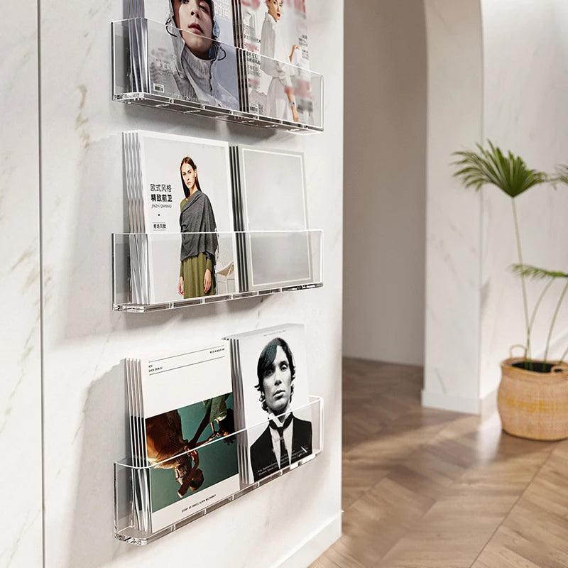 Acrylic Wall Book Shelf | Transparent Corner Book Display Rack